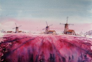 Lavendel-Windmühlenlandschaft von Giorgio Gosti