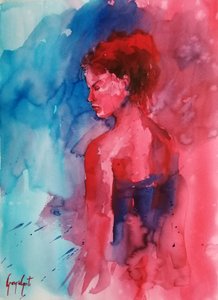 Rotes Blaues Frauenporträt von Giorgio Gosti