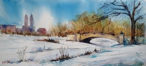 Verschneite Stadtparkbrücke von Giorgio Gosti