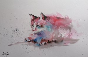 Aquarell Kätzchen Spritzer von Giorgio Gosti