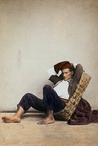 "Lazzarone" (neapolitanischer obdachloser Bettler). Neapel