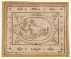 Aurora und Tithonius, Studie für eine Bühnenkulisse für eine Aufführung von Aretino von Giorgio Vasari