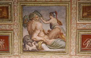 (Detail) Ceres stillt Triptolemus, Altoviti-Decke, 1553, Fresko von Giorgio Vasari