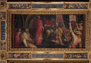Clemente IV übergibt seine Insignien an die Kapitäne der Guelfenpartei von Giorgio Vasari
