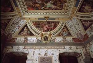Detail des Zimmers von Lorenzo il Magnifico, das seinen Besuch in Neapel darstellt von Giorgio Vasari