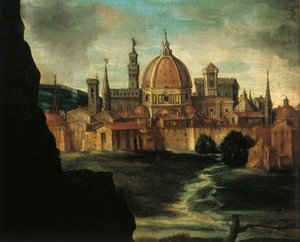 Porträt von Herzog Alexander De Medici, Detail: Stadt Florenz