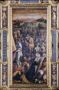 Die Eroberung von Casole von der Decke des Salone dei Cinquecento, 1565 von Giorgio Vasari
