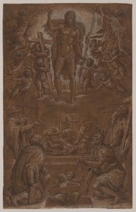 Der auferstandene Christus, von Heiligen und Engeln angebetet, 1566-1568 von Giorgio Vasari