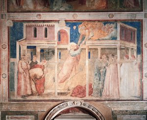 Italien, Florenz, Basilika Santa Croce, Peruzzi-Kapelle, Geschichten des Johannes Evangelist: Entführung, von Giotto (1267-1337), Fresko, Detail von Giotto (c.1266 1337)