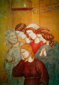 Der heilige Franziskus erweckt die unversöhnte Frau zum Leben, um ihr Geständnis zu erleichtern (Detail)