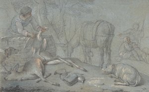 Jäger mit erlegtem Wild in einer Landschaft, 1600-1800
