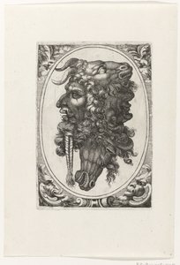 Zusammensetzung von zwei Gesichtern, einem Pferdekopf und einem Ziegenkopf von Giovanni Andrea Maglioli