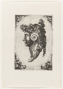 Zusammensetzung von drei Gesichtern und dem Kopf eines Widders von Giovanni Andrea Maglioli