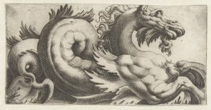 Seepferdchen mit blattförmigen Flossen und einem Bart (Friesen mit Seemonstern) von Giovanni Andrea Maglioli