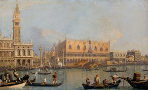 Ansicht des Dogenpalastes in Venedig, vor 1755 von Giovanni Antonio Canal