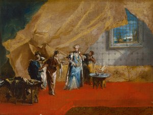 Im Inneren: Eine Sultana trinkt Kaffee im Harem von Giovanni Antonio Guardi