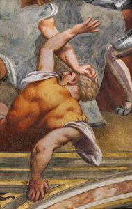 Zentrales Kirchenschiff, Erster Südspan, Christus ans Kreuz genagelt von Giovanni Antonio Pordenone