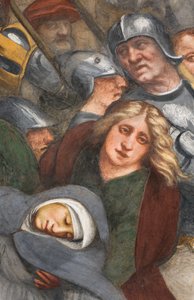 Zentrales Kirchenschiff, zweiter südlicher Spann, Jesus fällt unter dem Kreuz, Il Pordenone von Giovanni Antonio Pordenone