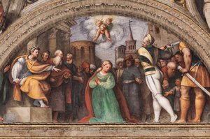 Lunette, die die Enthauptung der hl. Katharina darstellt