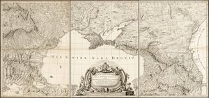 Karte des Schwarzen Meeres von 1774 mit angrenzenden Teilen der türkischen und russischen Reiche von Giovanni Antonio Rizzi Zannoni