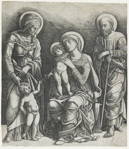 Die Heilige Familie mit dem kleinen Johannes, ca. 1495-1505 (Gravur) von Giovanni Antonio da Brescia