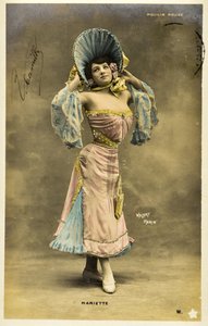 Postkarte: Moulin Rouge - Porträt von Mariette, Varietékünstlerin von Phillipe de Marlier