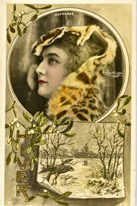 Postkarte: Porträt von Mademoiselle Dufresne, Varietékünstlerin