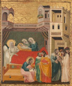 Die Geburt, Namensgebung und Beschneidung von Johannes dem Täufer, ca. 1335 von Giovanni Baronzio
