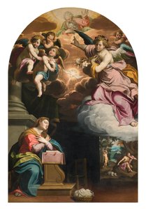 Südquerhaus, Altar der Verkündigung, Altarbild von Giovanni Battista Trotti genannt Il Malosso 1594 von Giovanni Battista Trotti