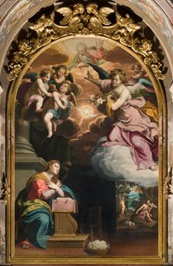 Südquerhaus, Altar der Verkündigung, Altarbild von Giovanni Battista Trotti, bekannt als Il Malosso 1594