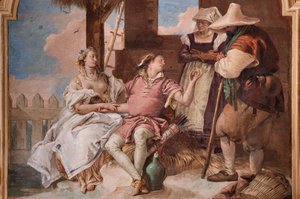 Palazzina (Kleines Gebäude): zweiter Raum oder Raum von Ariosto mit Fresken, die Episoden aus "Orlando Furioso" darstellen: "Angelica und Medoro im Haus der Hirten"