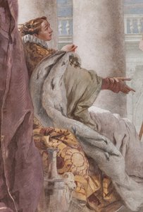 Palazzina (Kleines Gebäude), der dritte Raum oder Raum der Aeneis: "Aeneas stellt Eros in Gestalt von Ascanius Didone vor" (Detail) von Giovanni Battista Tiepolo