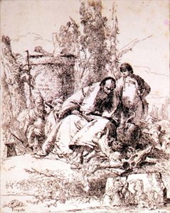 Zauberer untersucht Schädel von Giovanni Battista Tiepolo