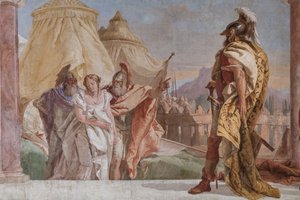 Eurybates und Talthybios führen Briseis zu Agamemnon (Detail)