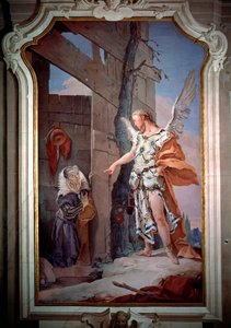 Der Engel kündigt Sarah an, dass sie Mutter wird (Fresko) von Giovanni Battista Tiepolo