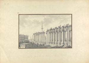 Ansicht der Ruinen des Asklepiions in Pergamon von Giovanni Battista Borra