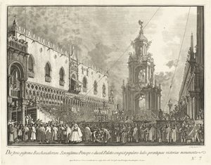 Der Doge besucht das Giovedì Grasso Festival auf der Piazzetta von Giovanni Battista Brostoloni