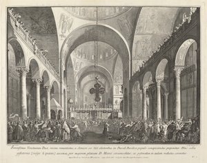 Der neu gewählte Doge wird dem Volk in San Marco vorgestellt, 1763-1766 von Giovanni Battista Brostoloni
