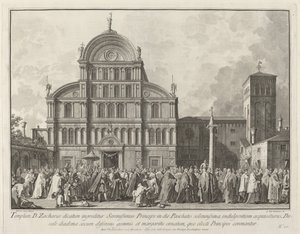 Besuch des Dogen in San Zaccaria am Ostersonntag, 1763-1766 von Giovanni Battista Brostoloni