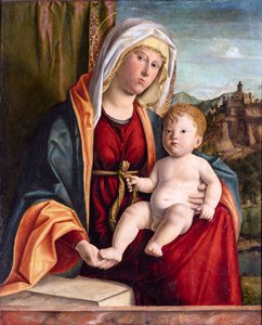 Jungfrau und Kind von Cima da Conegliano, Giovanni Battista (ca. 1459-1517). Öl auf Holz, Größe: 84x71,7, Spätes 15. Jh., Fondazione Cini, Venedig
