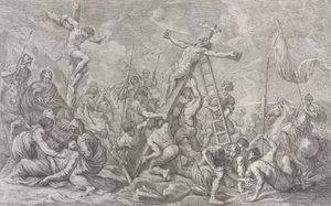Die Kreuzigung, mit der Abnahme des Kreuzes in der Mitte, Soldaten überall und ein Dieb... von Giovanni Battista Cipriani