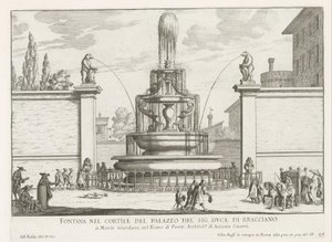Brunnen im Innenhof des Palazzo Taverna in Rom von Giovanni Battista Falda