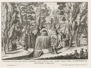 Fontein in de tuinen van de Villa Aldobrandini te Frascati von Giovanni Battista Falda