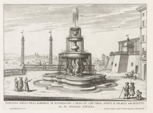 Brunnen in den Gärten der Villa Mondragone in Frascati von Giovanni Battista Falda