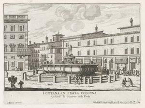 Brunnen auf der Piazza Colonna in Rom von Giovanni Battista Falda