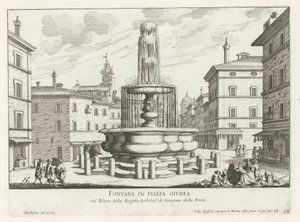 Brunnen auf der Piazza Giudia in Rom von Giovanni Battista Falda