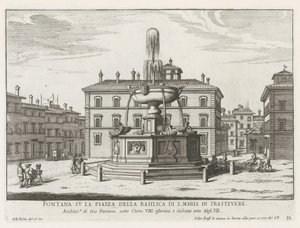 Brunnen auf der Piazza Santa Maria in Trastevere von Giovanni Battista Falda