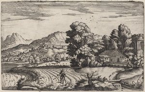 Gebirgige Landschaft mit dem Gleichnis vom Sämann