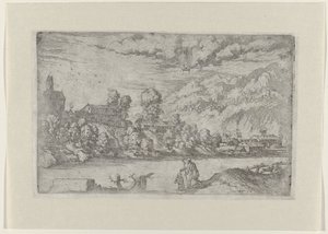Flusslandschaft mit der Taufe Christi von Giovanni Battista Fontana