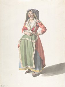 Junge Frau in traditioneller neapolitanischer Tracht von Giovanni Battista Lusieri